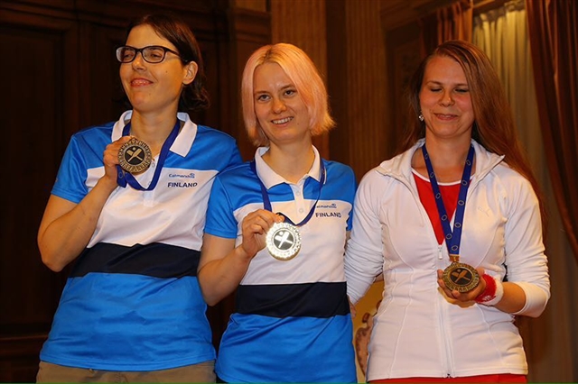 podio femminile da sinistra,  jaana Pesari,  Hanna Vilmi e Elzbieta Mielczarek